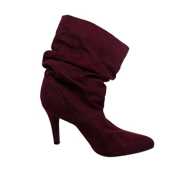 Style & Co. Adelay Faux Suede Mid-Calf Booties Burgundy Maroon Size 7.5 - Picture 2 of 6
